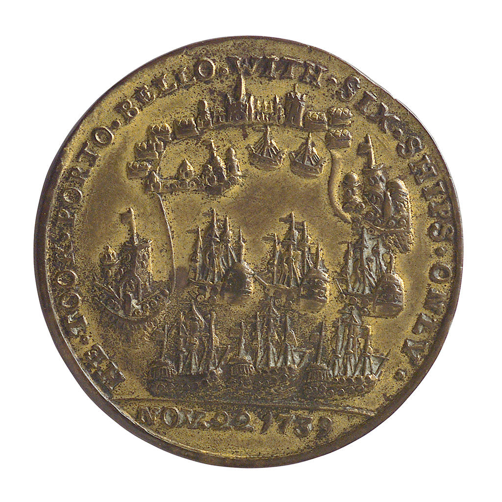 Detail of Medal commemorating Admiral Edward Vernon (1684-1757) and the capture of Porto Bello, 1739; reverse by Unknown