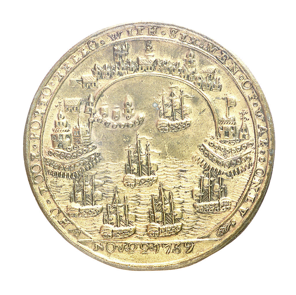 Detail of Medal commemorating Admiral Edward Vernon (1684-1757) and the capture of Porto Bello, 1739; reverse by Unknown