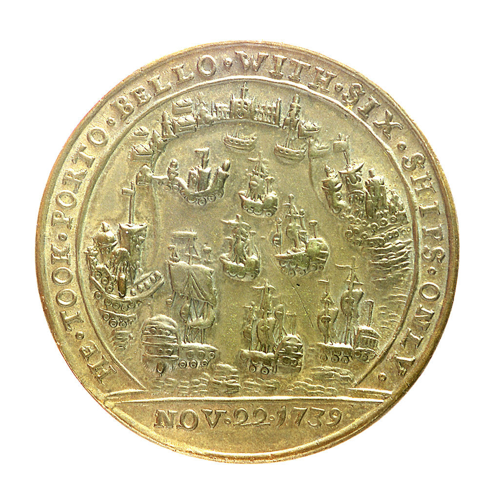 Detail of Medal commemorating Admiral Edward Vernon (1684-1757) and the capture of Porto Bello, 1739; reverse by Unknown