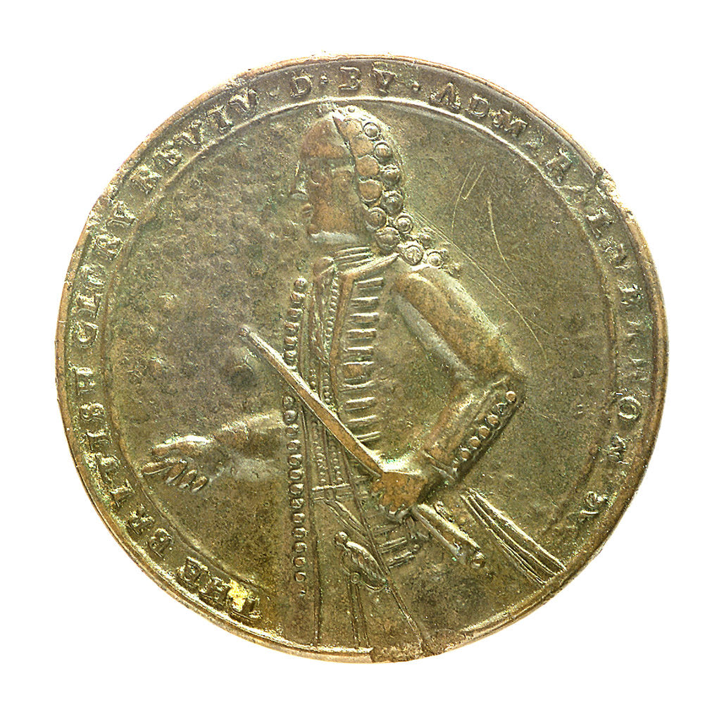 Detail of Medal commemorating Admiral Edward Vernon (1684-1757) and the capture of Porto Bello, 1739; obverse by Unknown