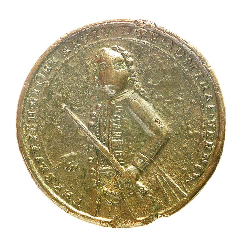 Detail of Medal commemorating Admiral Edward Vernon (1684-1757) and the capture of Porto Bello, 1739; obverse by Unknown