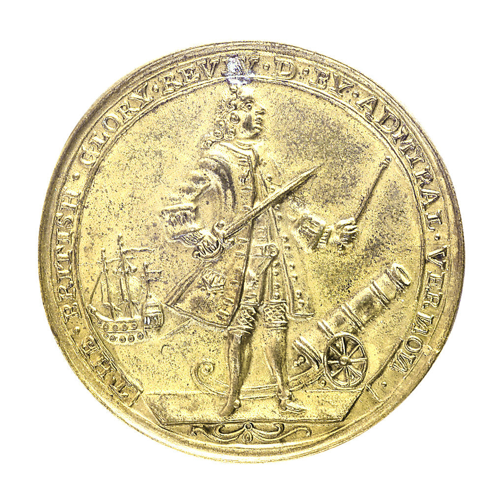 Detail of Medal commemorating Admiral Edward Vernon (1684-1757) and the capture of Porto Bello, 1739; obverse by Unknown