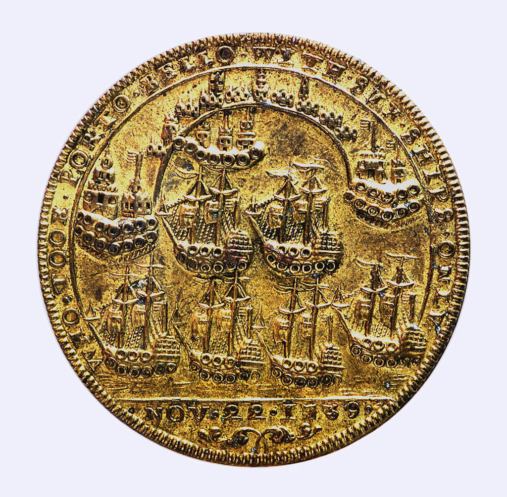 Detail of Medal commemorating Admiral Edward Vernon (1684-1757) and the capture of Porto Bello, 1739; reverse by Unknown