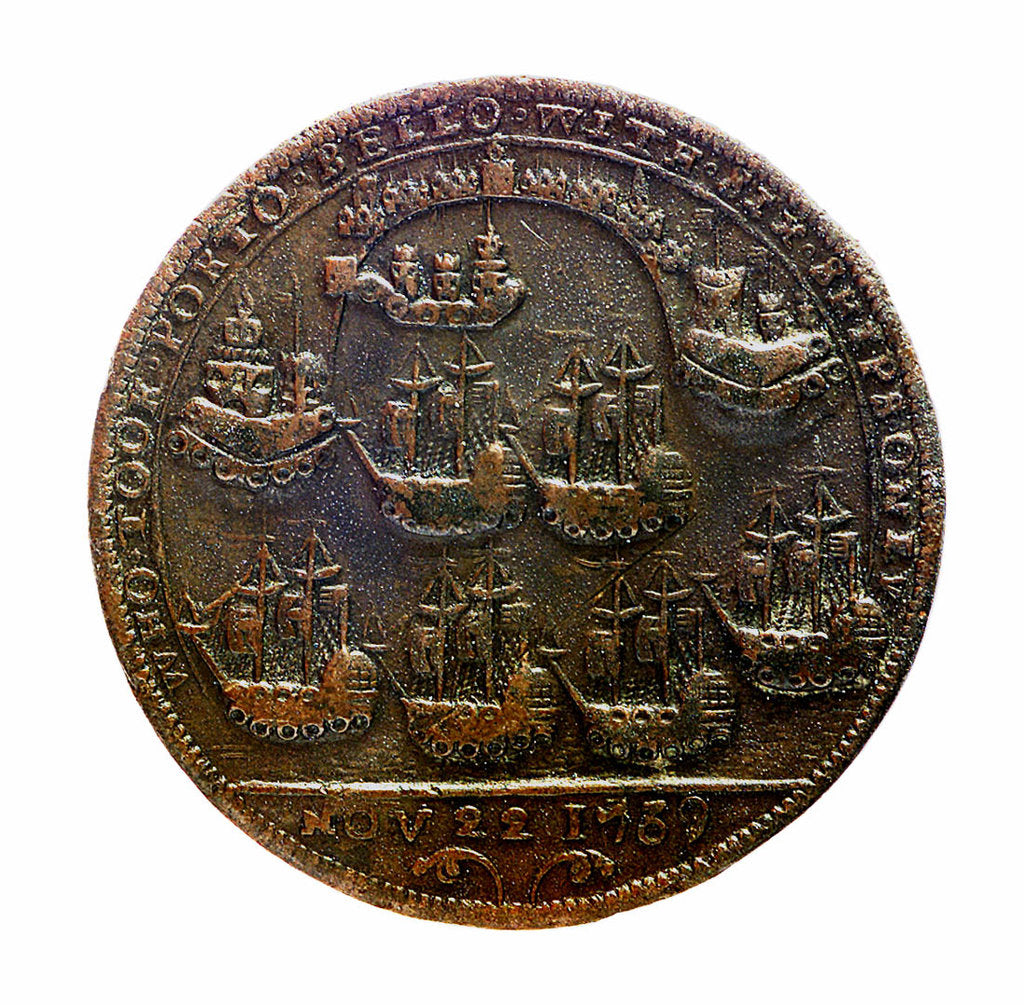 Detail of Medal commemorating Admiral Edward Vernon (1684-1757) and the capture of Porto Bello, 1739; reverse by Unknown