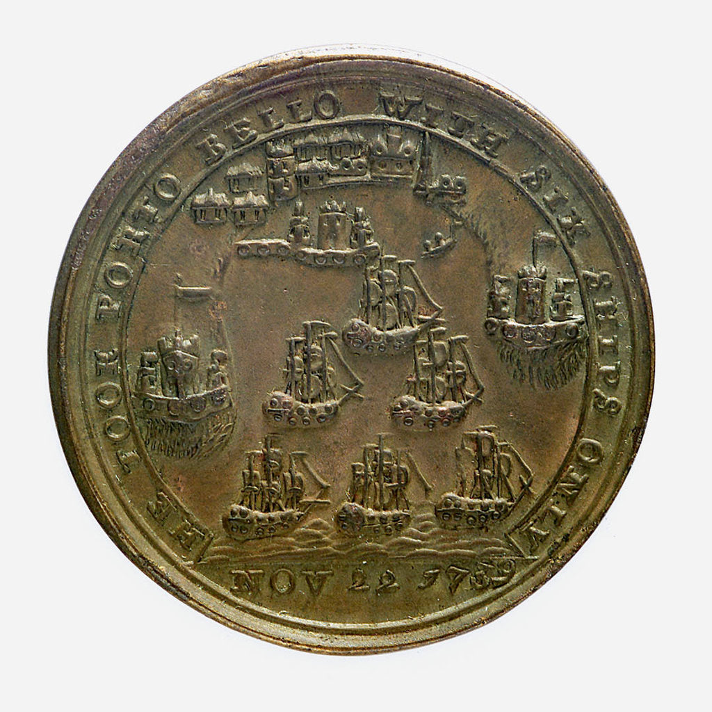 Detail of Medal commemorating Admiral Edward Vernon (1684-1757) and the capture of Porto Bello, 1739; reverse by Unknown