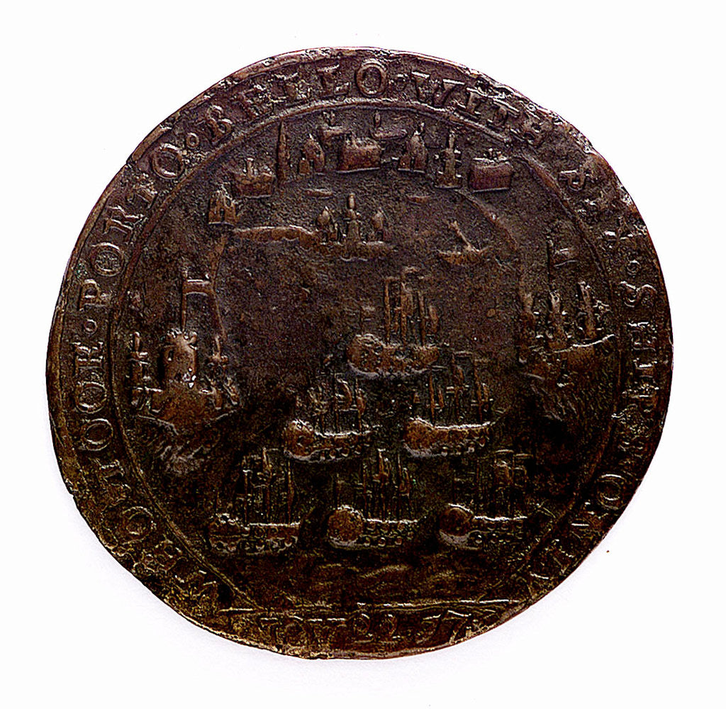 Detail of Medal commemorating Admiral Edward Vernon (1684-1757) and the capture of Porto Bello, 1739; reverse by Unknown