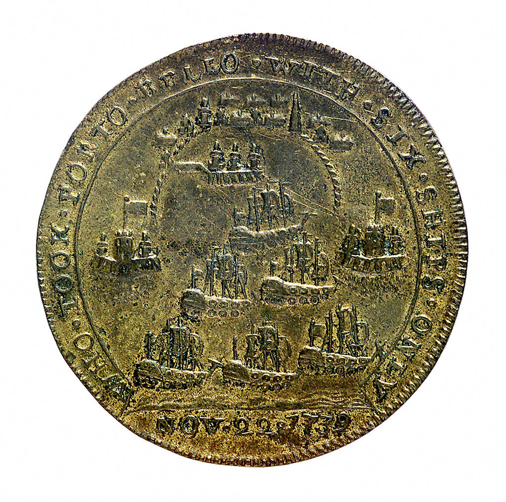 Detail of Medal commemorating Vernon's capture of Porto Bello, 1739 and proposed attack on Havana 1741; reverse by Unknown