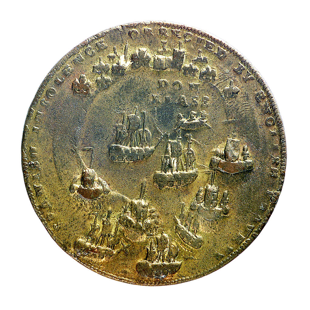 Detail of Medal commemorating Admiral Edward Vernon (1684-1757) and Admiral Sir Chaloner Ogle (1681?-1750), the attack on Cartagena, 1741; reverse by Unknown