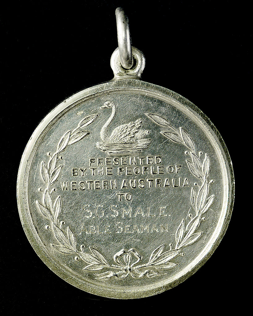 Detail of Medal commemorating the destruction of the 'Emden', 1914; reverse by A.W.