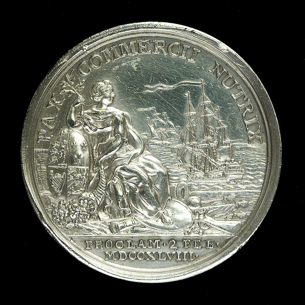 Detail of Medal commemorating the Peace of Aix-la Chapelle proclaimed, 1748; reverse by J. Kirk