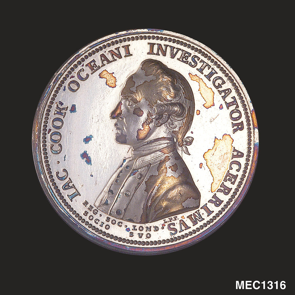Detail of Medal commemorating Captain James Cook (1728-1779) by L. Pingo