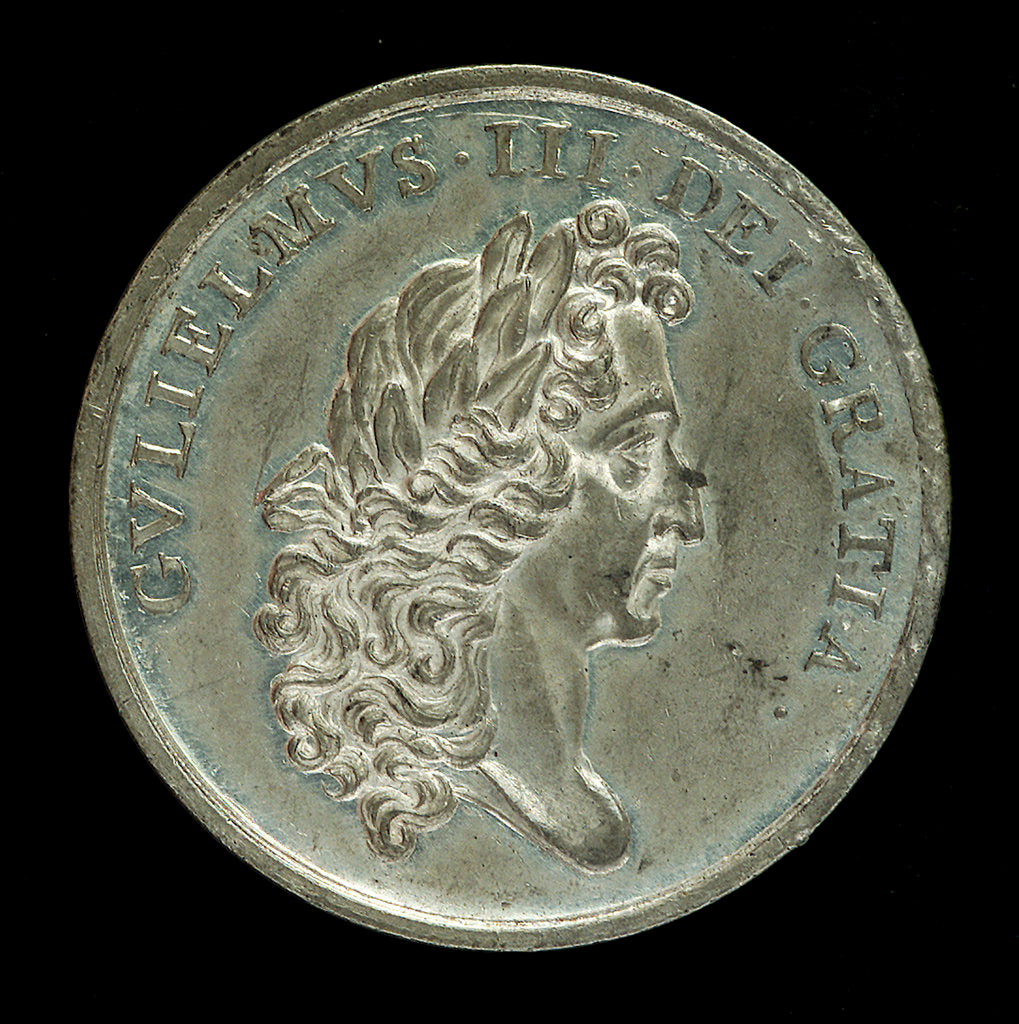 Detail of Medal commemorating the abdication of King James II, 1688; obverse by unknown