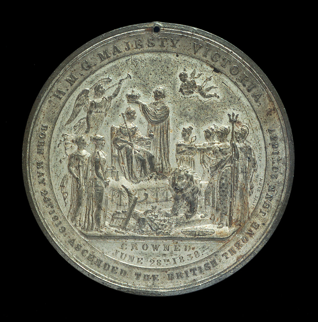Detail of Medal commemorating Queen Victoria's coronation, 1837; reverse by Davis