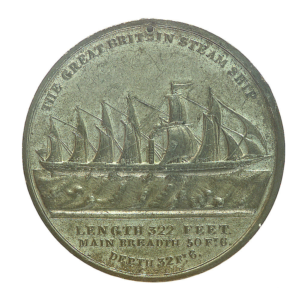 Detail of Medal commemorating the SS 'Great Britain'; reverse by E. Avern