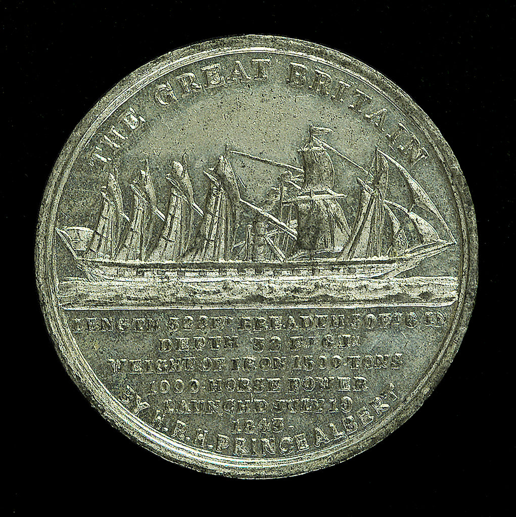 Detail of Medal commemorating the SS 'Great Britain'; reverse by Unknown