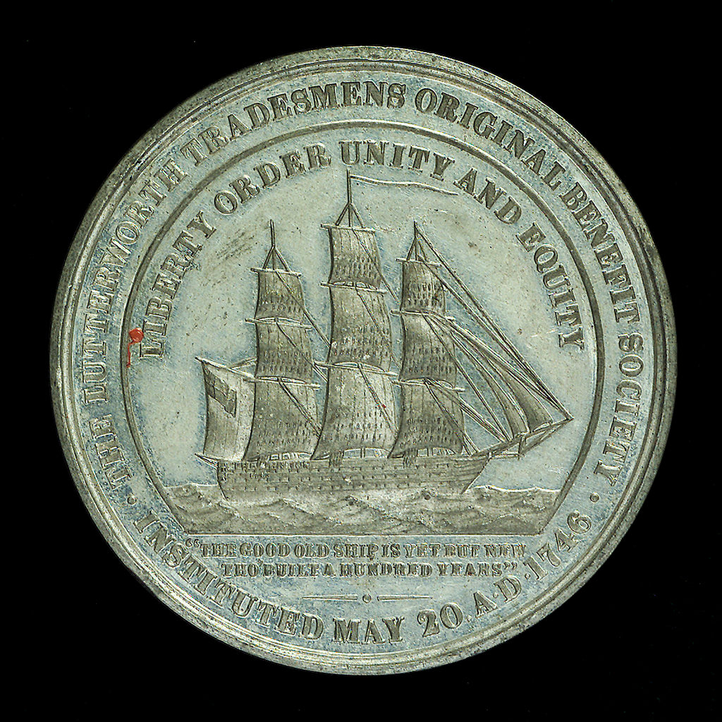 Detail of Medal commemorating the centenary of the Lutterworth Tradesmen's original Benefit Society, 1846; reverse by unknown