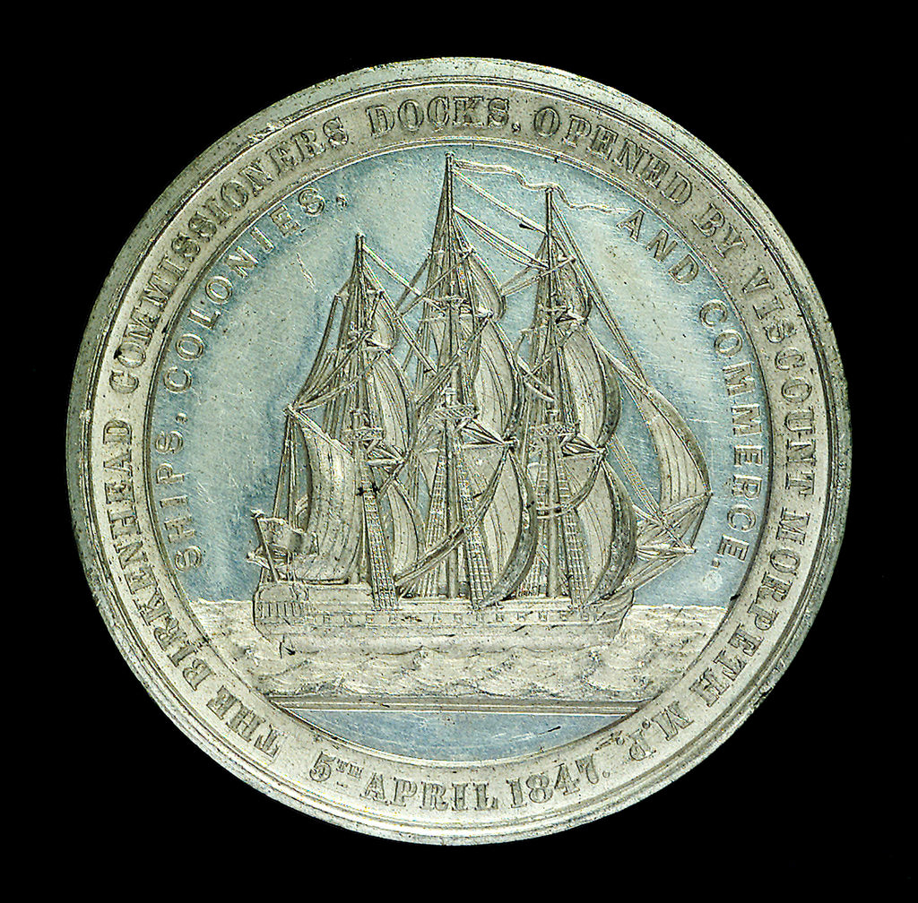 Detail of Medal commemorating the opening of the Birkenhead docks, 1847; obverse by unknown