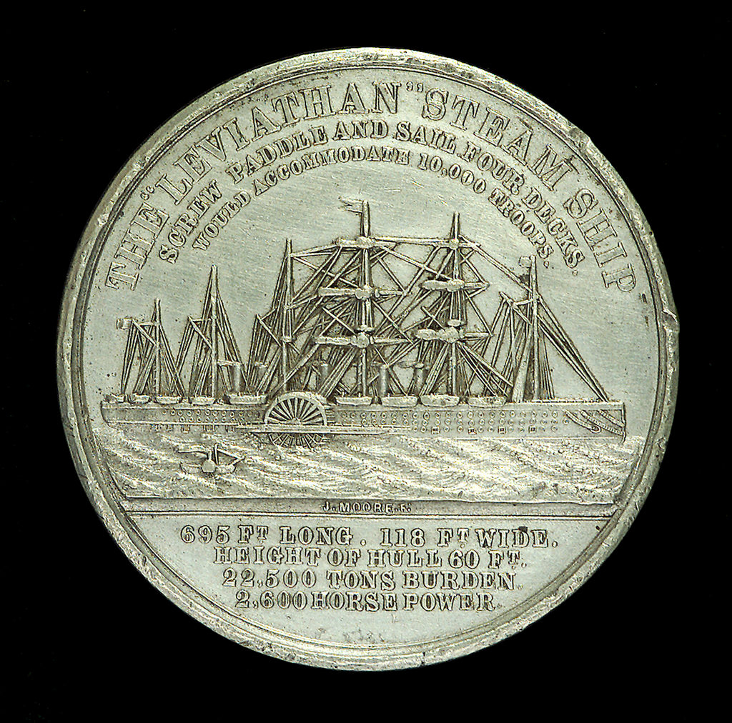 Detail of Medal commemorating the SS 'Leviathan'; reverse by Allen & Moore