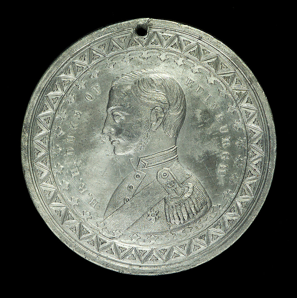 Detail of Medal commemorating The Duke of Edinburgh and HMS 'Galatea'; obverse by J. Stokes