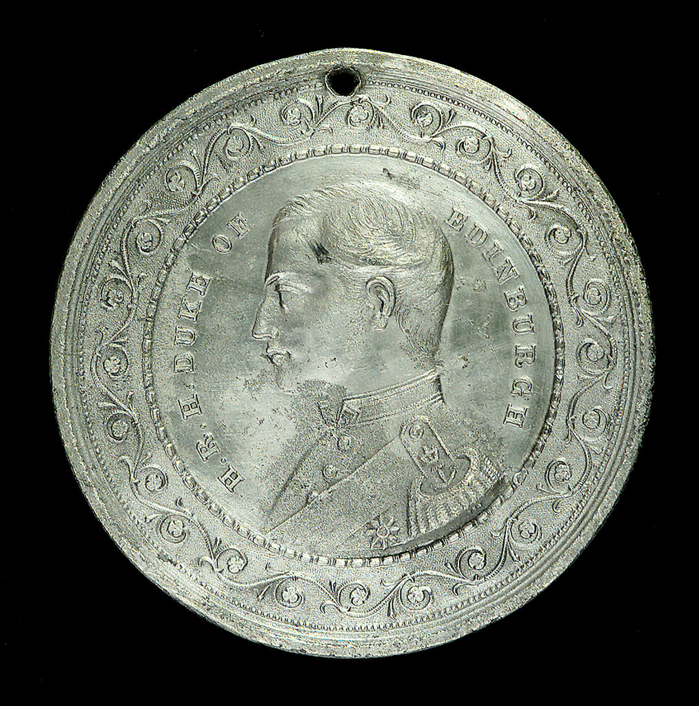 Detail of Medal commemorating The Duke of Edinburgh and HMS 'Galatea'; obverse by T. Stokes