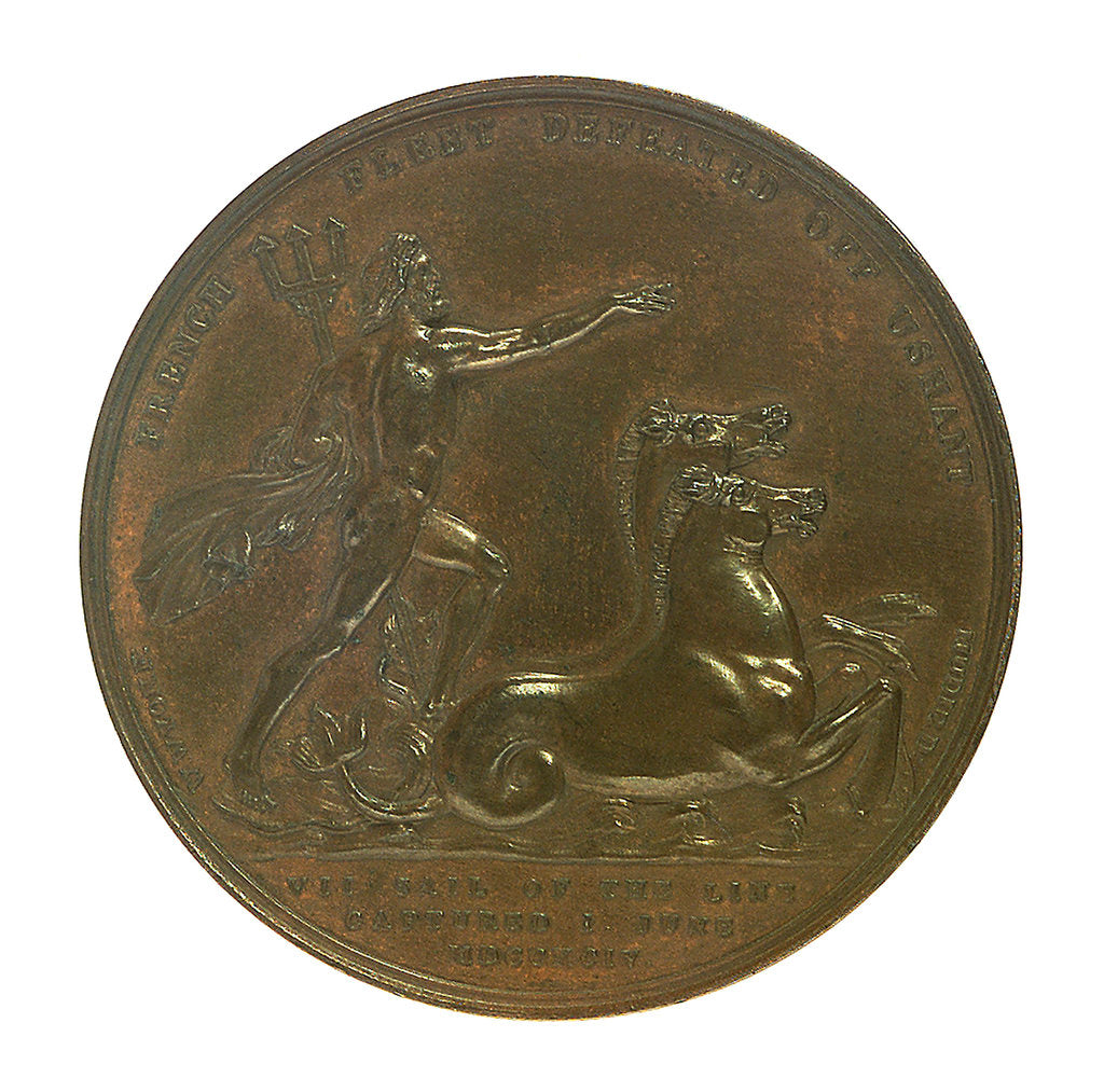 Detail of Medal commemorating the Battle of the First of June 1794 and Admiral of the Fleet Richard Howe (1726-1799); reverse by W. Wyon