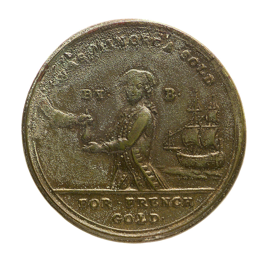 Detail of Counter commemorating the loss of Minorca, 1756; obverse by unknown
