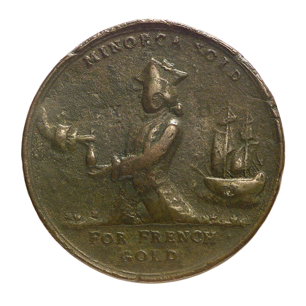 Detail of Counter commemorating the loss of Minorca, 1756; reverse by unknown