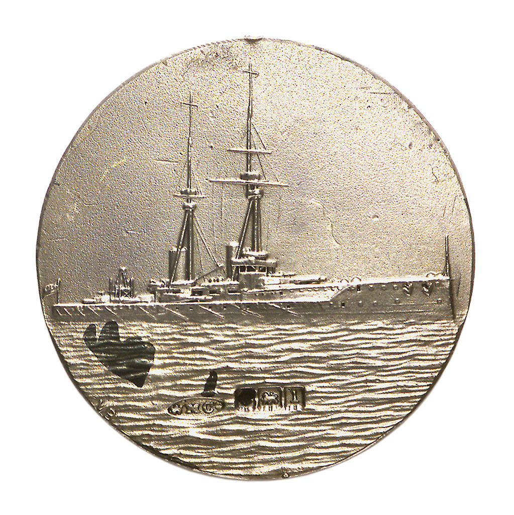 Detail of Medalet commemorating HMS 'Bellerophon'; reverse by V.B.