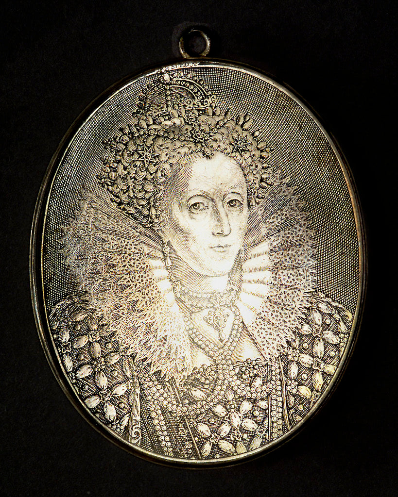 Detail of Counter commemorating Queen Elizabeth I; obverse by Simon van de Passe