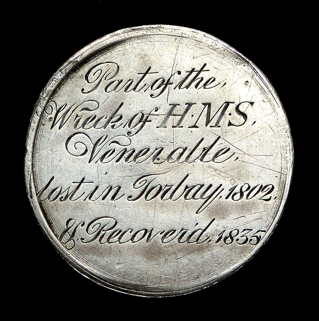 Detail of HMS 'Venerable'; obverse by unknown