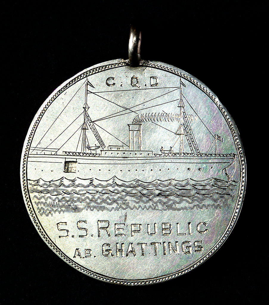 Detail of Rescue of passengers and crew of SS 'Republic'; obverse by Unknown