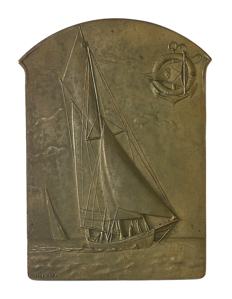 Detail of Medal commemorating The International Regatta, Ostend, 1907; obverse by P. Fisch