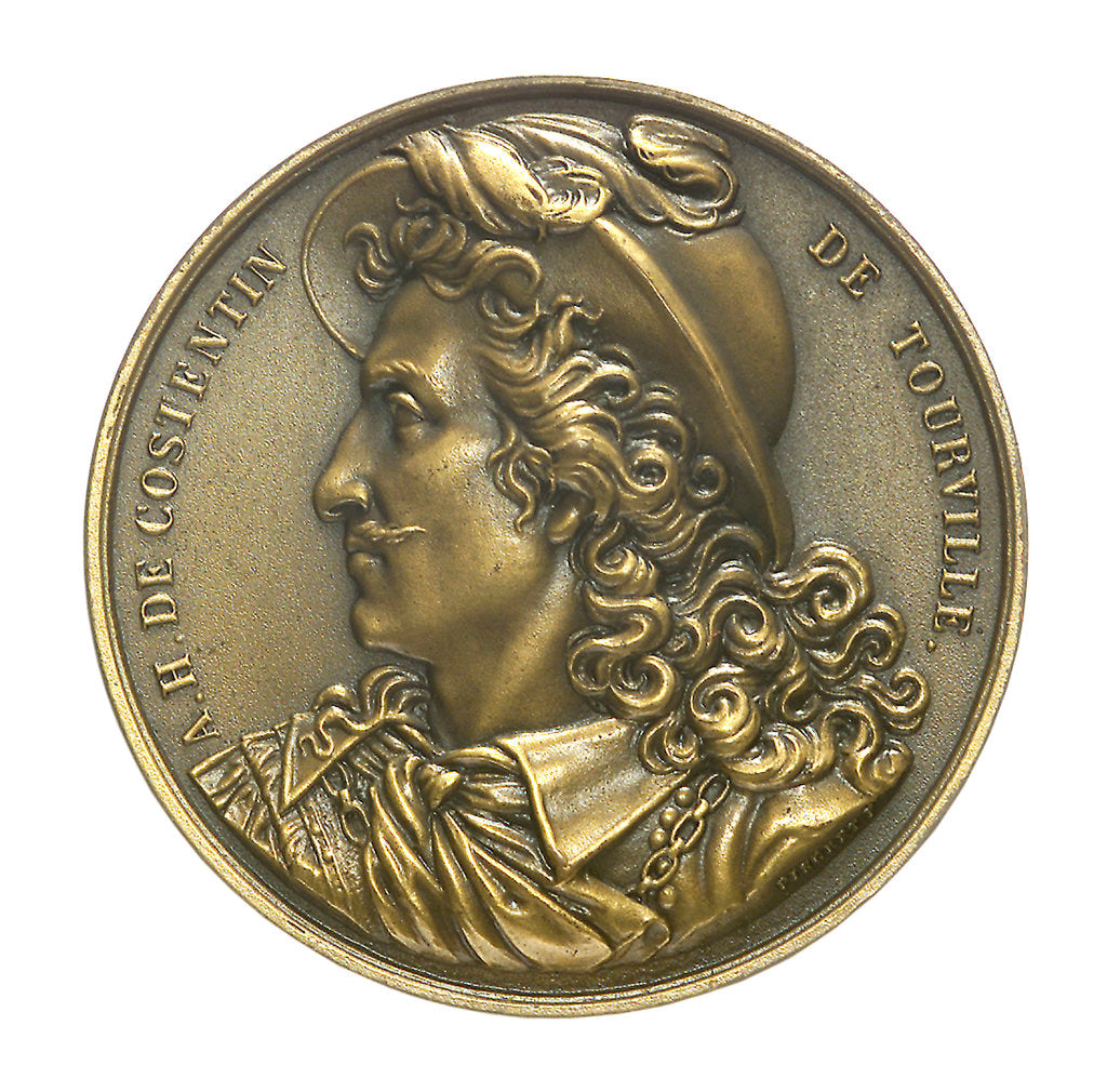 Detail of Medal commemorating Admiral de Tourville (1642-1701) and the cruiser 'Tourville'; obverse by J.A. Pingret