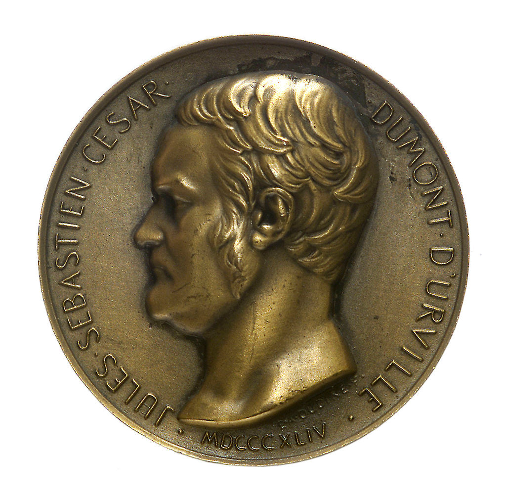 Detail of Medal commemorating Admiral Jules Sébastien César Dumont d'Urville (1790-1840) and the colonial destroyer 'Dumont d'Urville' by E.A. Oudin