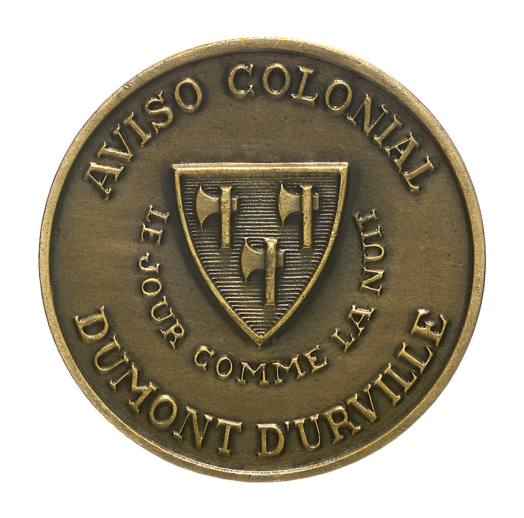 Detail of Medal commemorating Admiral Jules Sébastien César Dumont d'Urville (1790-1840) and the colonial destroyer 'Dumont d'Urville' by E.A. Oudin