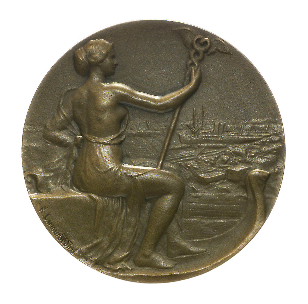 Detail of Medal commemorating The International Congress of Maritime Law; obverse by R.E. Lamourdedieu
