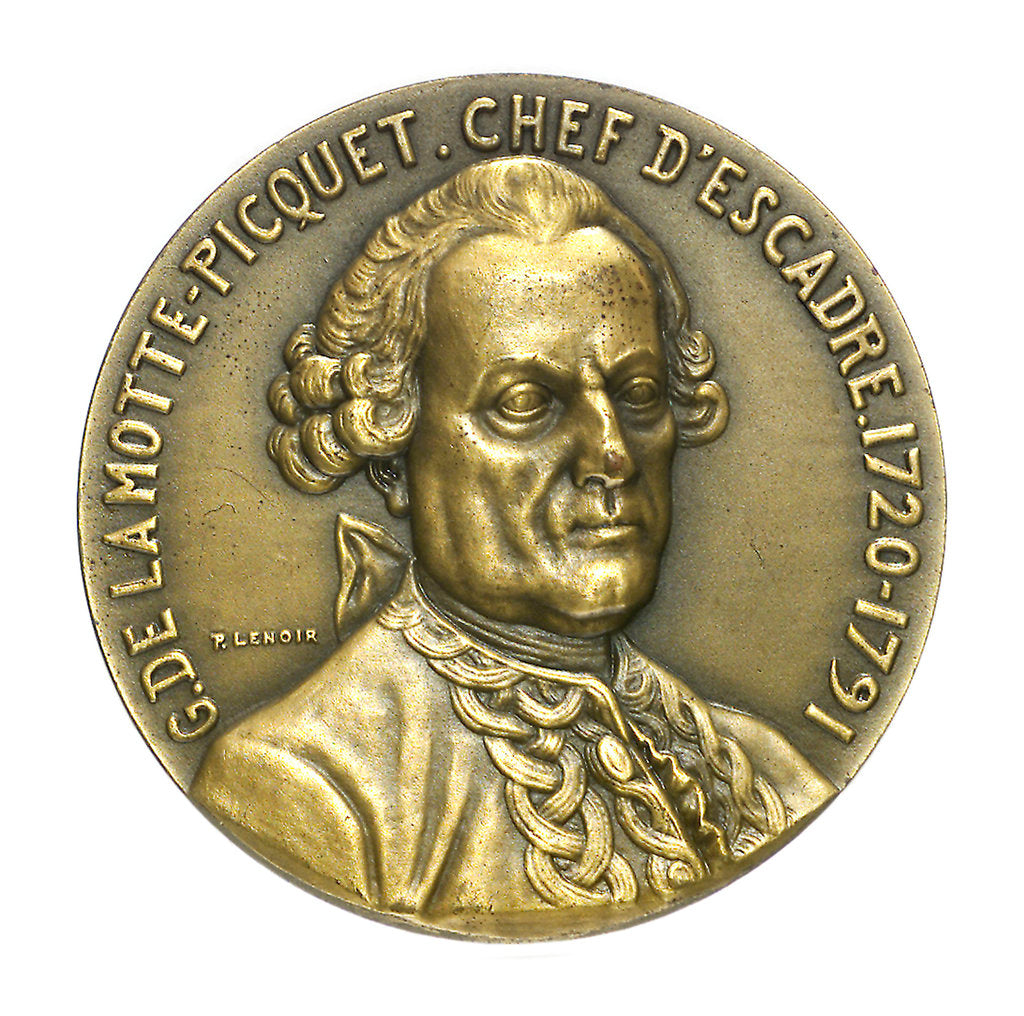 Detail of Medal commemorating Commodore de Lamotte Picquet and the cruiser 'Lamotte Piquet'; obverse by P. Lenoir