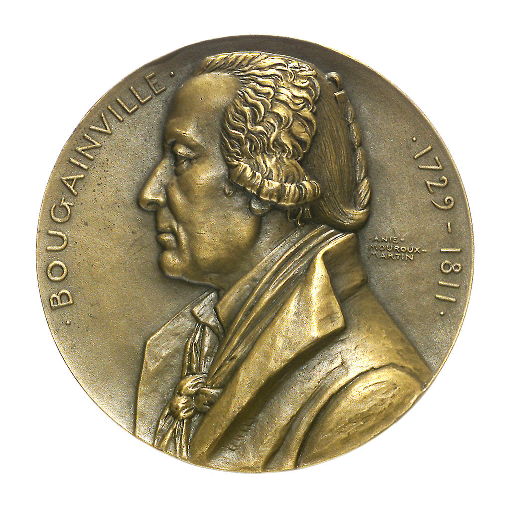 Detail of Medal commemorating the navigator Louis Antoine, Comte de Bougainville (1729-1811) and the destroyer 'Bougainville'; obverse by Anie Mouroux-Martin