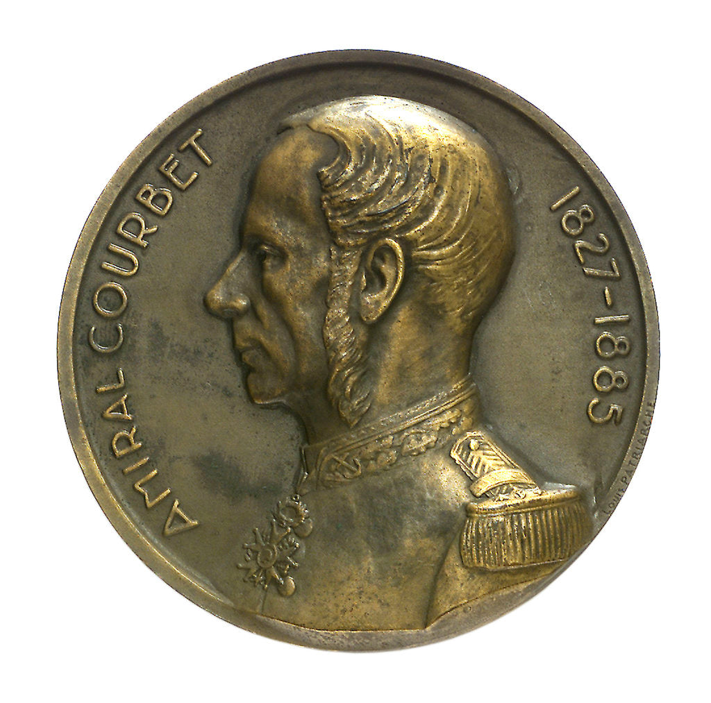 Detail of Medal commemorating Admiral Amédéé Courbet (1827-1885) by L. Patriarche