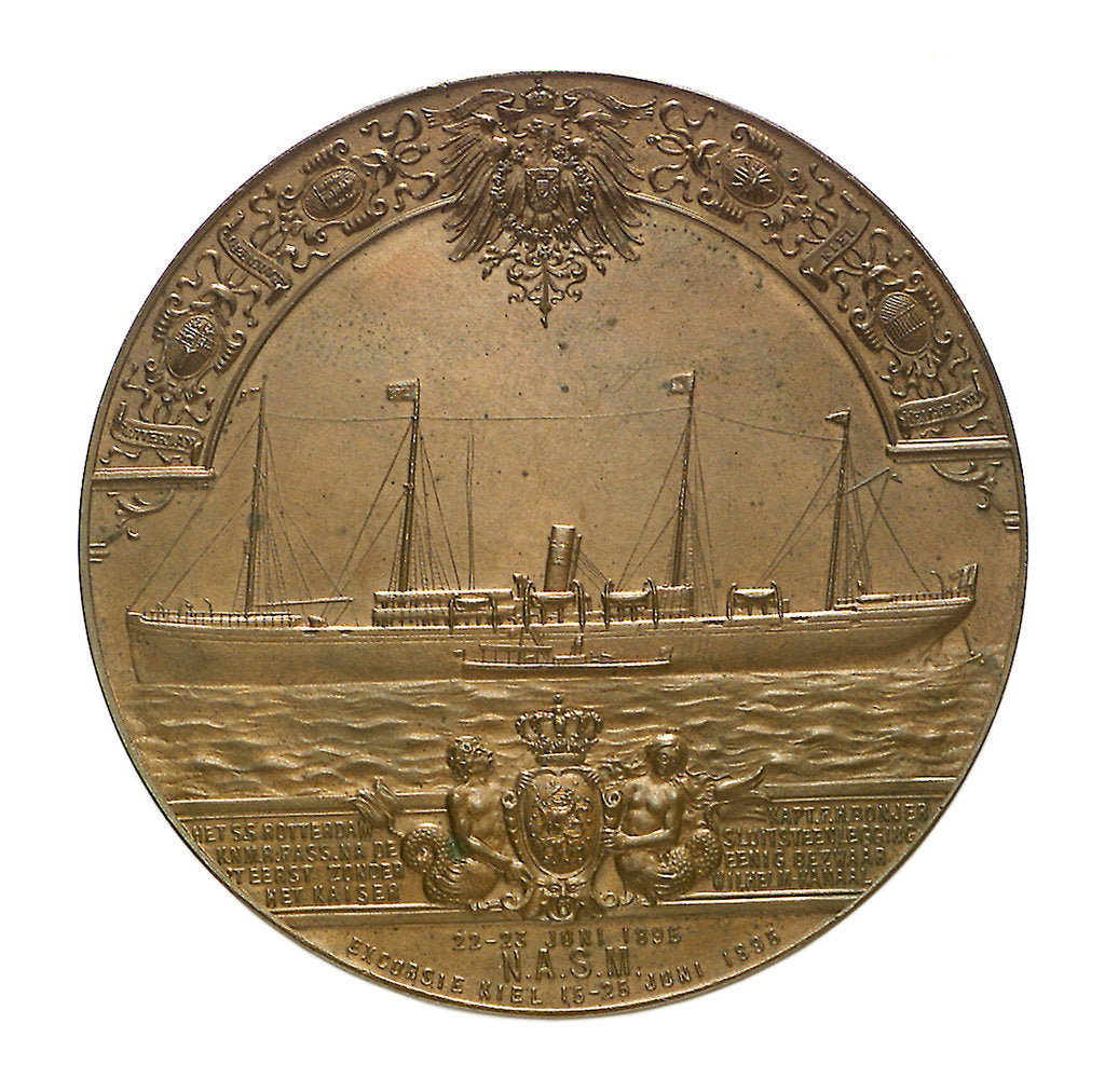 Detail of Medal commemorating the SS 'Rotterdam' and the Kiel Canal; obverse by B. Veth