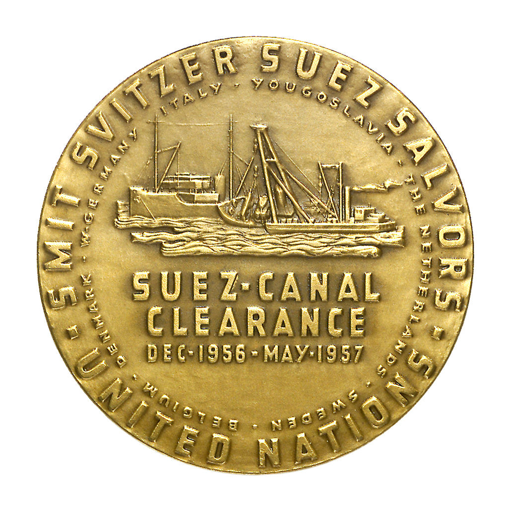 Detail of Medal commemorating the Suez Canal Clearance 1956-1957; reverse by M. Kutterink