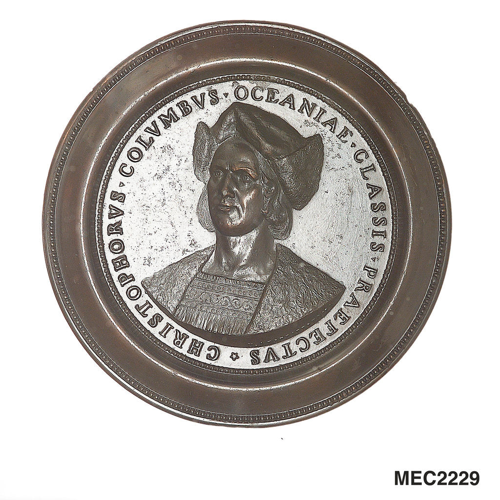 Detail of Medal commemorating the 400th anniversary of Christopher Columbus's discovery of America, 1492-1892 by U.A. Bizzarri