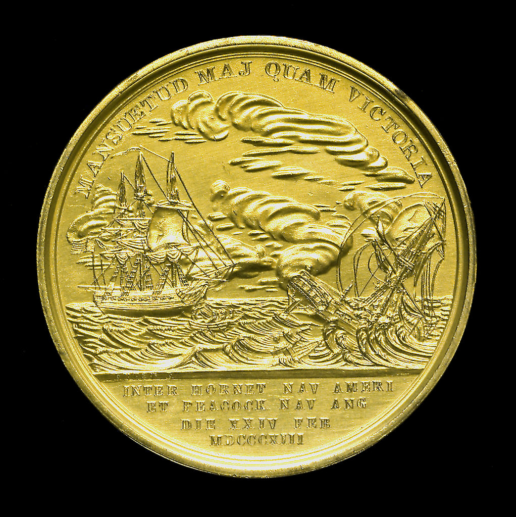 Detail of Medal commemorating the capture of HMS 'Peacock', 1813; reverse by Moritz Furst