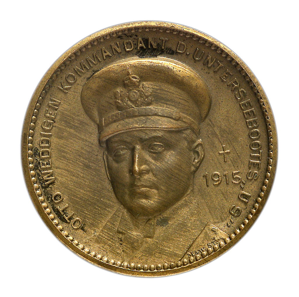 Detail of Medal commemorating Captain-Lieutenant Otto von Weddigen (1882-1915) submarine commander; obverse by Unknown
