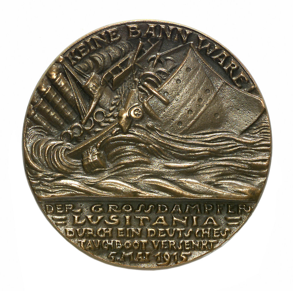Detail of Medal commemorating the sinking of the SS 'Lusitania', 1915; reverse by Karl Goetz