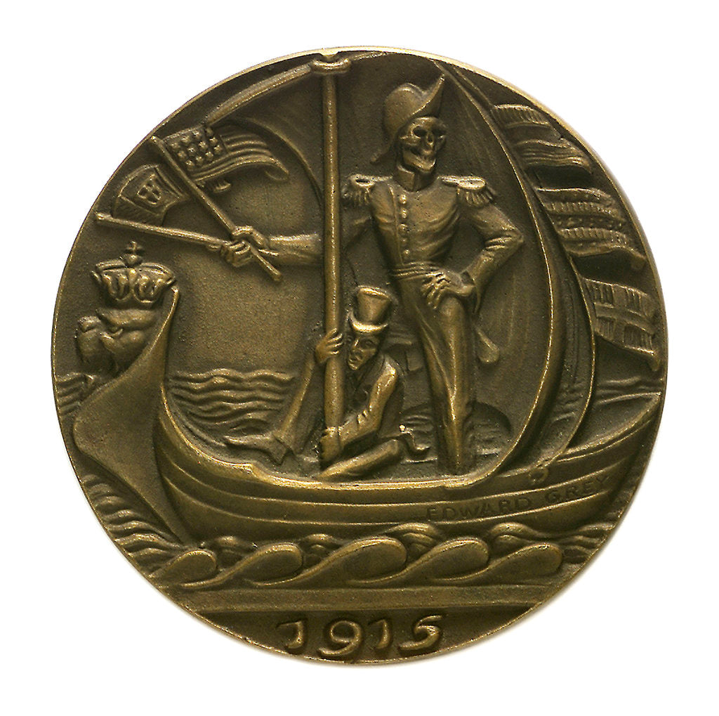Detail of Medal commemorating Sir Edward Grey (1862-1933) and neutral shipping; obverse by Karl Goetz