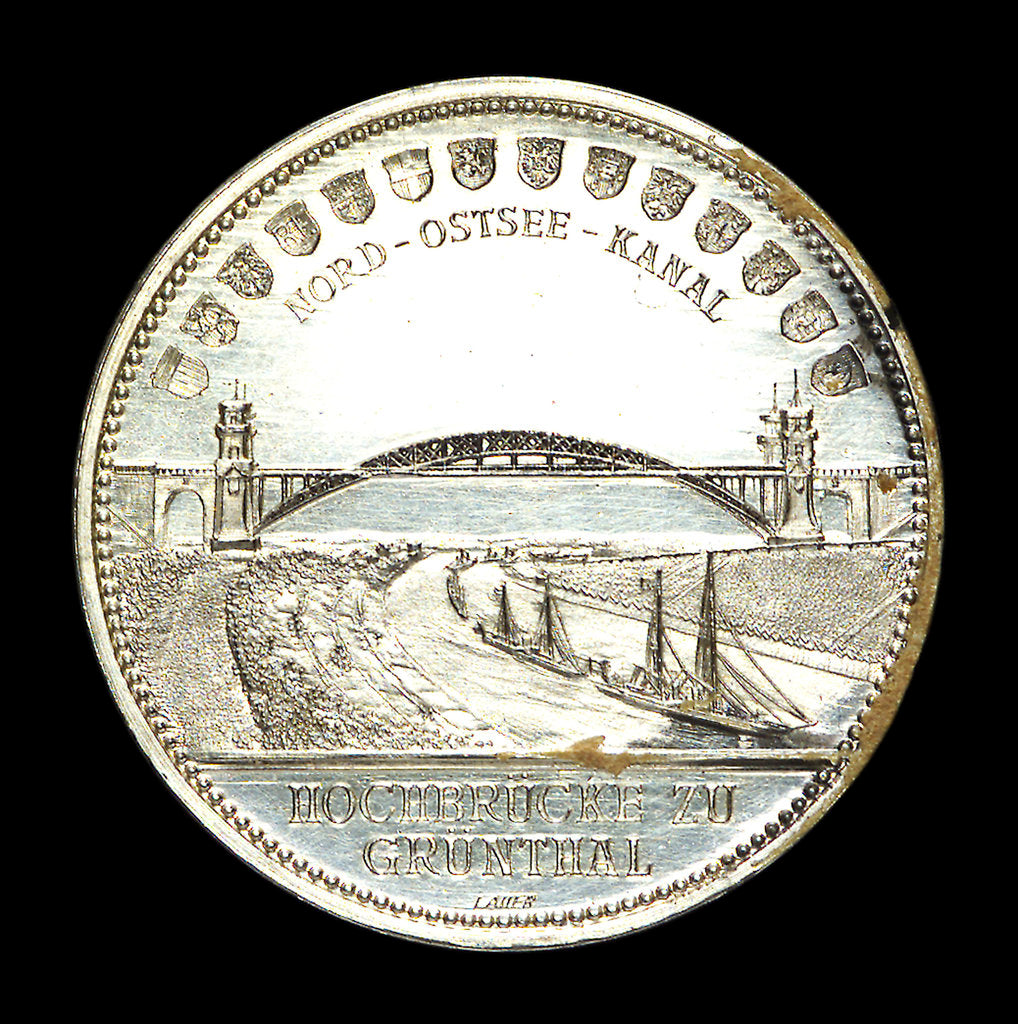 Detail of Medal commemorating the opening of the Kiel Canal, 1895; reverse by Lauer Bros.