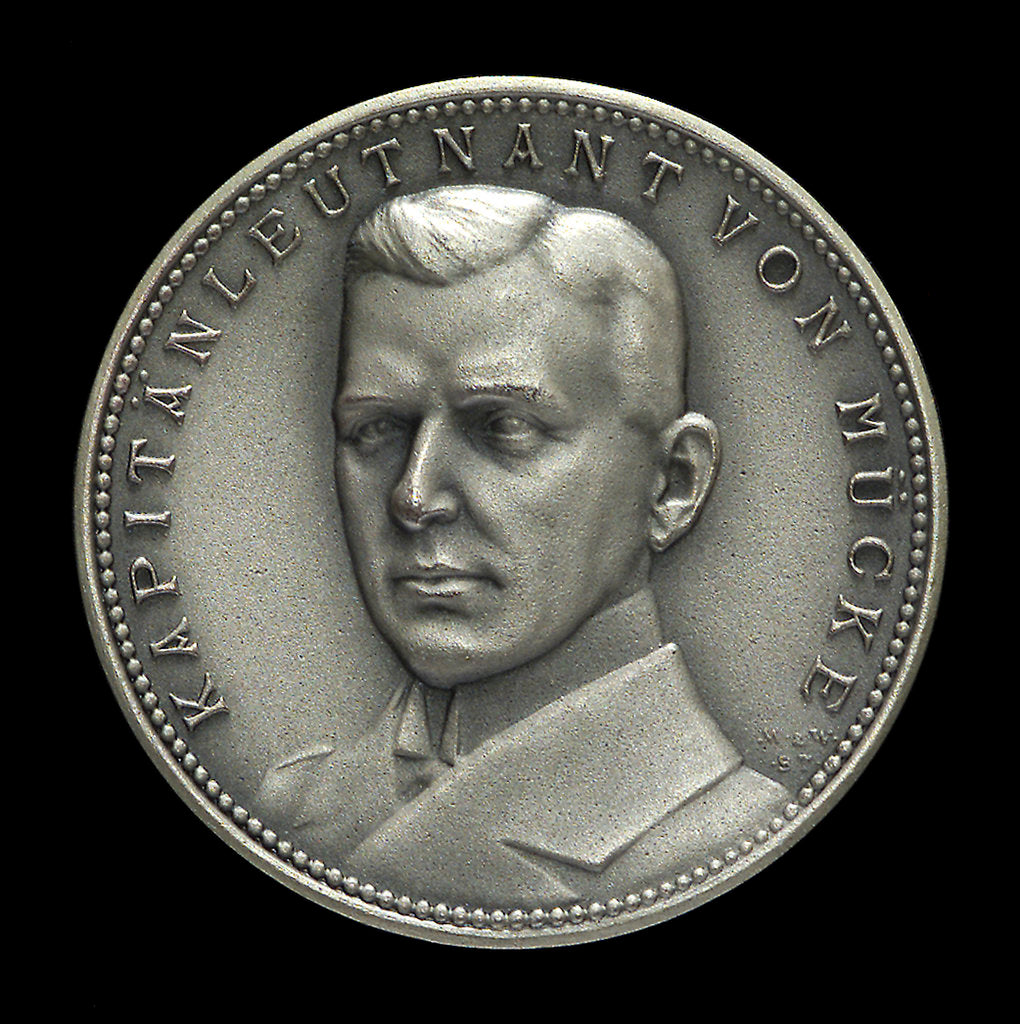 Detail of Medal commemorating Captain-Lieutenant Helmuth von Mücke (1881-1957) and the cruiser 'Emden' by M. & W.