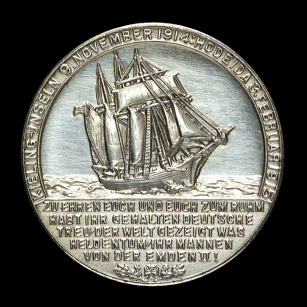Detail of Medal commemorating Captain-Lieutenant Helmuth von Mücke (1881-1957) and the cruiser 'Emden' by L.C. Lauer