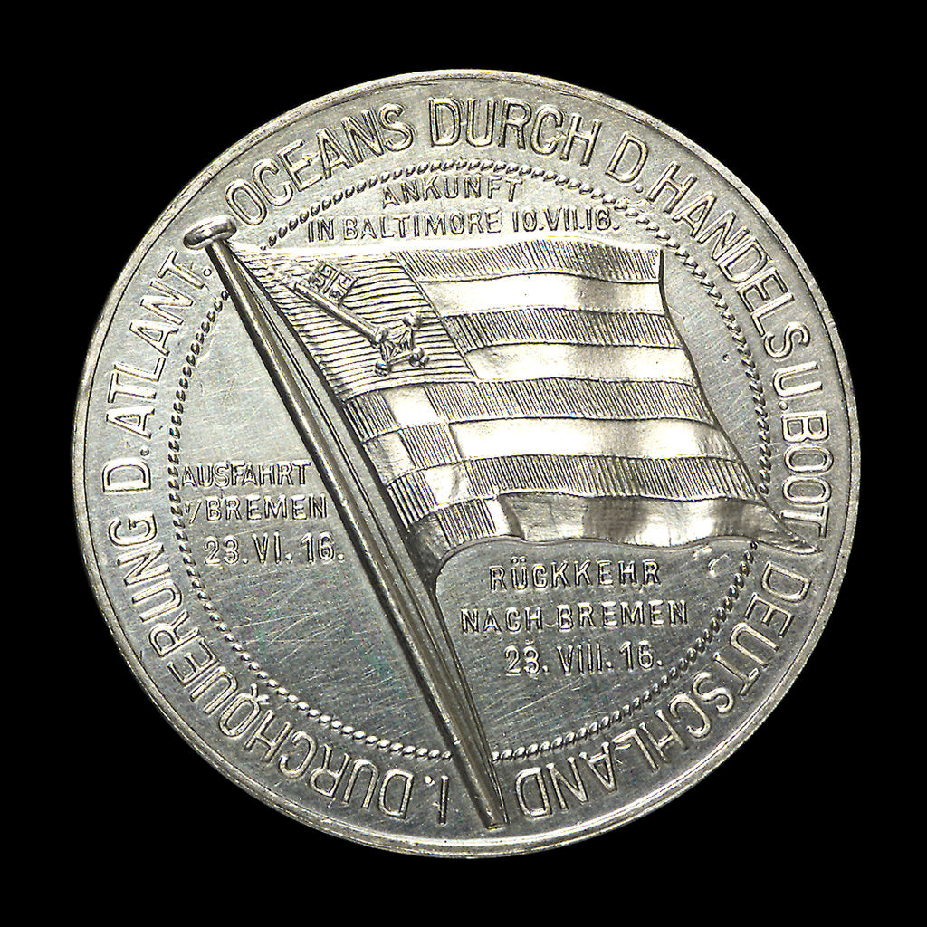Detail of Medal commemorating Captain Paul König and the submarine 'Deutschland' by August Hummel